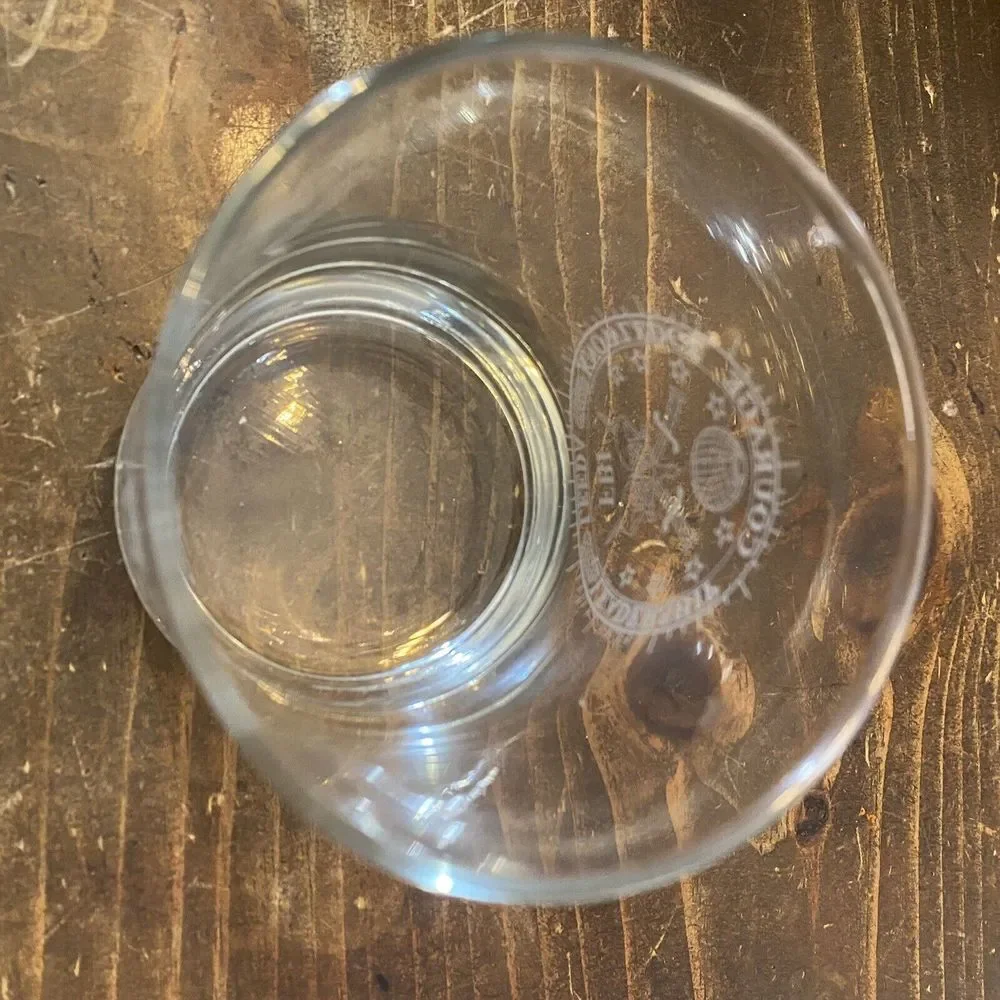 FBI Lowball Whiskey Glasses Logo Etched Emblem Tumbler Set Of 4 Drink‎ ware